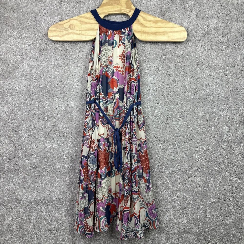 Liberty Of London x Target Pleated Swing Dress Halter Boho Ivory Belted Size‎ XS